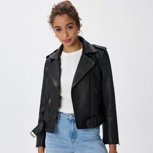 Quince 100% Leather Black Moto Jacket - Women